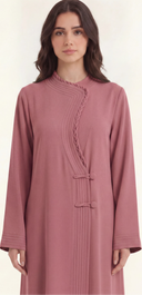 The Layal Braided Trim Pleated Detail Abaya
