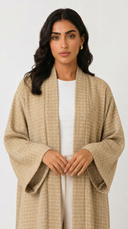 The Suha Soft Linen Open Front Check Abaya