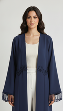 The Noorain Floral Tassel Open Abaya