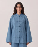 The Sabiha Jeans Co-Ord Set with Mandarin Collar