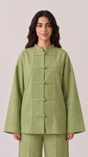 The Sabiha Jeans Co-Ord Set with Mandarin Collar