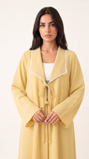 The Fawzia Lace Trim Tie-Front Abaya