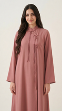 The Aziza Mandarin Collar Abaya with Tassel Tie Detail