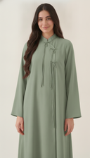 The Aziza Mandarin Collar Abaya with Tassel Tie Detail