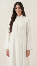The Aziza Mandarin Collar Abaya with Tassel Tie Detail