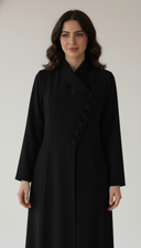 The Fariha Wrap Collar Asymmetric Button Abaya