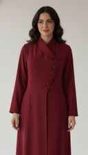 The Fariha Wrap Collar Asymmetric Button Abaya