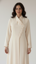 The Fariha Wrap Collar Asymmetric Button Abaya