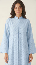 The Nujud Eyelet Mandarin Collar Abaya