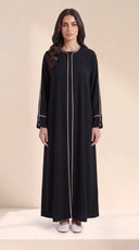 The Hafsa Classic Contrast Piping Abaya in Black