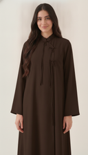 The Aziza Mandarin Collar Abaya with Tassel Tie Detail