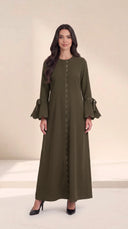 The Warisa Scallop Trim Abaya with Tie Cuffs