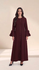 The Warisa Scallop Trim Abaya with Tie Cuffs