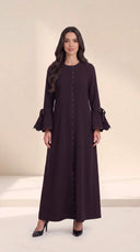The Warisa Scallop Trim Abaya with Tie Cuffs