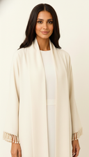 The Azeeza Tassel Sleeve Trim Open Abaya