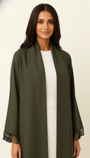 The Azeeza Tassel Sleeve Trim Open Abaya