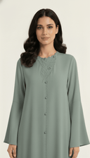 Th Farheen Floral Embroidered Button Detail Abaya - TAL by The Abaya Lab