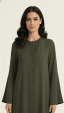 Th Farheen Floral Embroidered Button Detail Abaya - TAL by The Abaya Lab