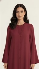 Th Farheen Floral Embroidered Button Detail Abaya - TAL by The Abaya Lab
