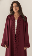 The Aabirah Floral Cutwork Scallop Trim Open Abaya - TAL by The Abaya Lab