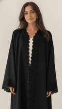 The Aabirah Floral Cutwork Scallop Trim Open Abaya - TAL by The Abaya Lab