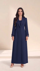 The Abla Shawl Collar Abaya, in Navy, front view