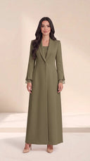 The Abla Shawl Collar Abaya, in Green, front view