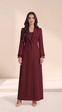 The Abla Shawl Collar Abaya, in Burgundy, front view