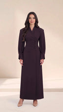 The Aliya Button-Waist Abaya with Wrap Collar - TAL by The Abaya Lab