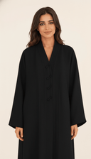 The Amani Elegant Linen Loop Button Abaya - TAL by The Abaya Lab