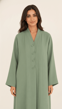 The Amani Elegant Linen Loop Button Abaya - TAL by The Abaya Lab