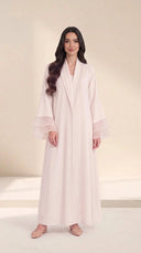 The Ameera Pleated Trim Abaya with Layered Sheer Cuffs - TAL by The Abaya Lab