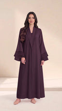 The Ameera Pleated Trim Abaya with Layered Sheer Cuffs - TAL by The Abaya Lab