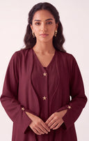 The Atheer Scalloped Open Front Abaya with Star Buttons - TAL by The Abaya Lab