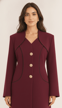The Atika Contrast Trim Button Detail Abaya - TAL by The Abaya Lab