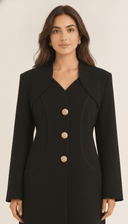 The Atika Contrast Trim Button Detail Abaya - TAL by The Abaya Lab