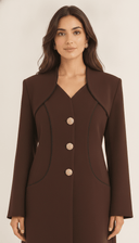 The Atika Contrast Trim Button Detail Abaya - TAL by The Abaya Lab