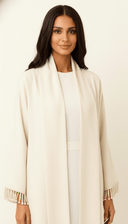 The Azeeza Tassel Sleeve Trim Open Abaya - TAL by The Abaya Lab