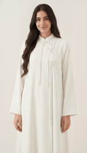 The Aziza Mandarin Collar Abaya with Tassel Tie Detail - TAL by The Abaya Lab