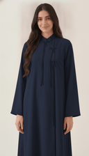 The Aziza Mandarin Collar Abaya with Tassel Tie Detail - TAL by The Abaya Lab