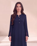 The Daniya Sheer Slit Cuff Abaya, in Navy, front view
