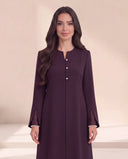The Daniya Sheer Slit Cuff Abaya, in Dark Purple, front view