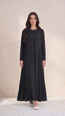 The Dhabia Pleated Side Panel Abaya, in Black, front view