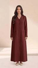 The Dina Covered Buttons & Patch Pockets Abaya - TAL by The Abaya Lab