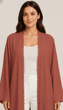 The Ezzah Scallop Lace Trim Open Abaya - TAL by The Abaya Lab