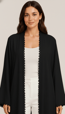 The Ezzah Scallop Lace Trim Open Abaya - TAL by The Abaya Lab