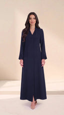 The Fakhra Pleated Fan Cuff Abaya, in Navy, front view