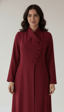 The Fariha Wrap Collar Asymmetric Button Abaya - TAL by The Abaya Lab