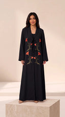 The Fatma Floral Embroidered Abaya with Tie Front - TAL by The Abaya Lab