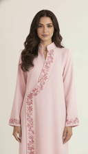 The Ghada Embroidered Wrap Detail Linen Abaya - TAL by The Abaya Lab
